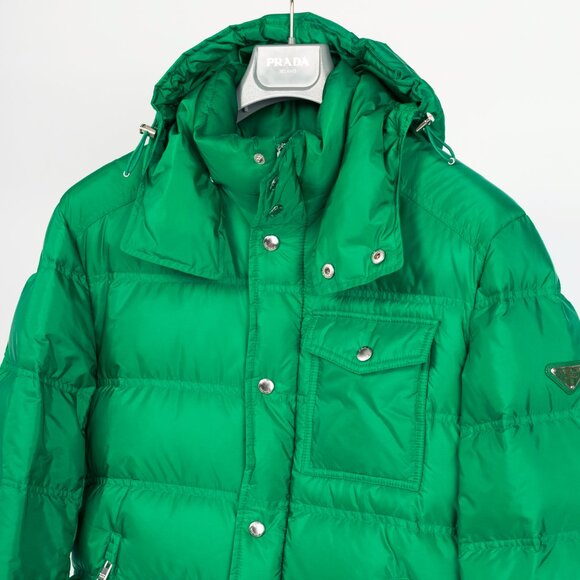 Prada Green Nylon Hooded Puffer Jacket - Picture 3 of 14